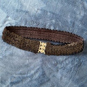 Vintage Black Sequin Elastic Belt
